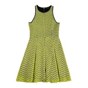 Topshop Dress Women 2 Mini Flare Skater Green Black Mesh Sleeveless